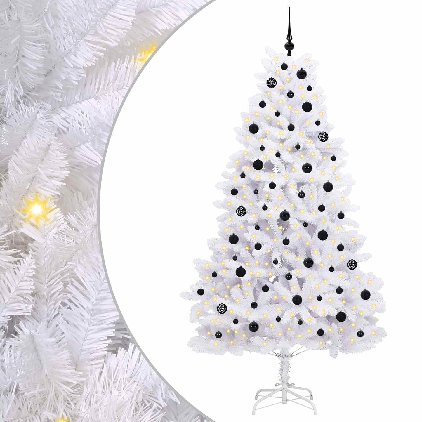 Kunstig sammensatt juletre med 300 LED Hvit 210 cm PVC og stål