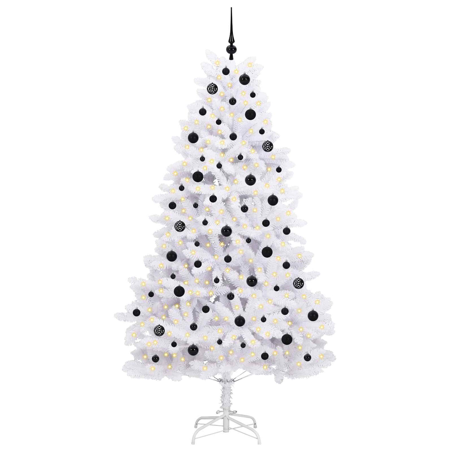 Kunstig sammensatt juletre med 300 LED Hvit 210 cm PVC og stål