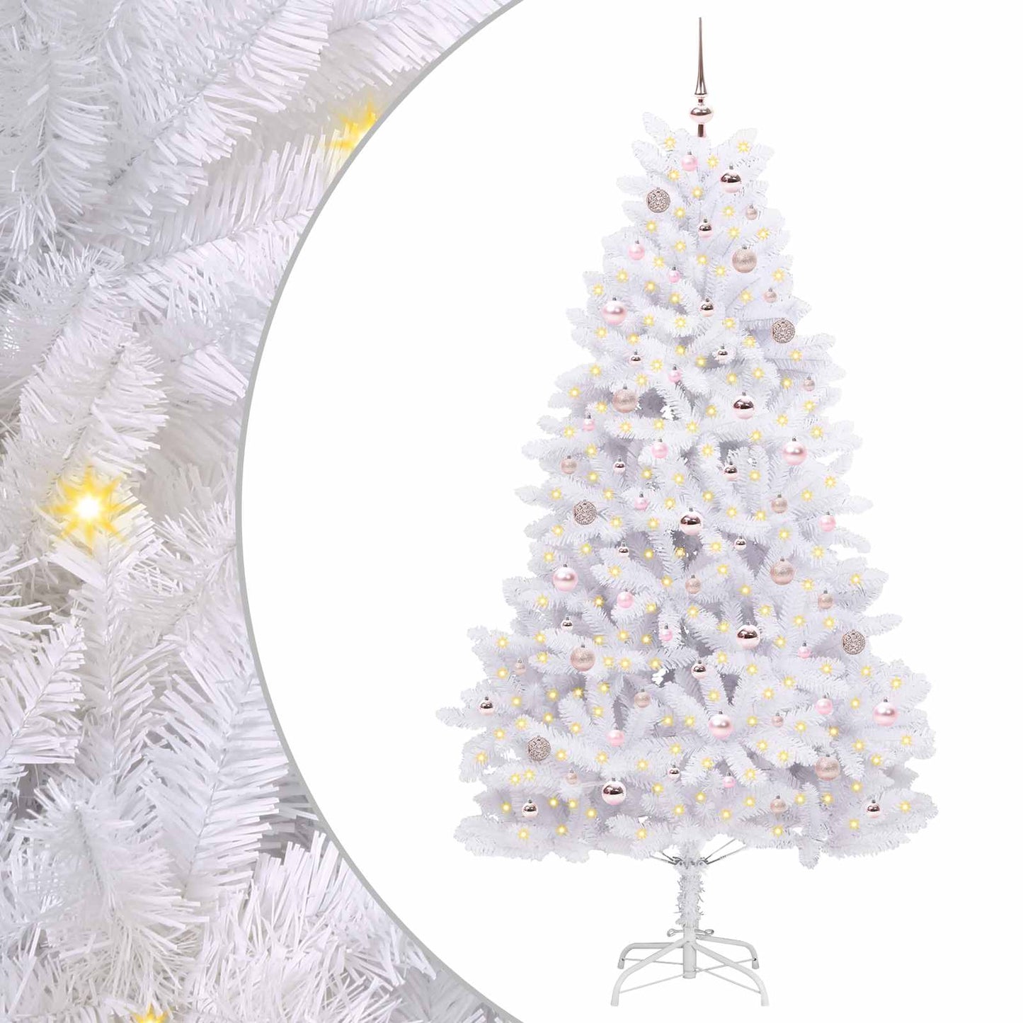 Kunstig sammensatt juletre med 300 LED Hvit 210 cm PVC og stål