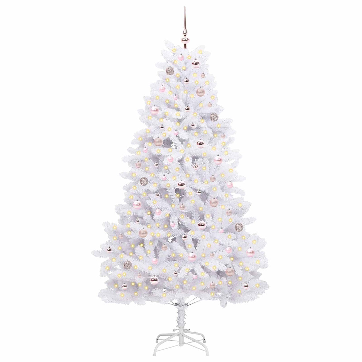 Kunstig sammensatt juletre med 300 LED Hvit 210 cm PVC og stål