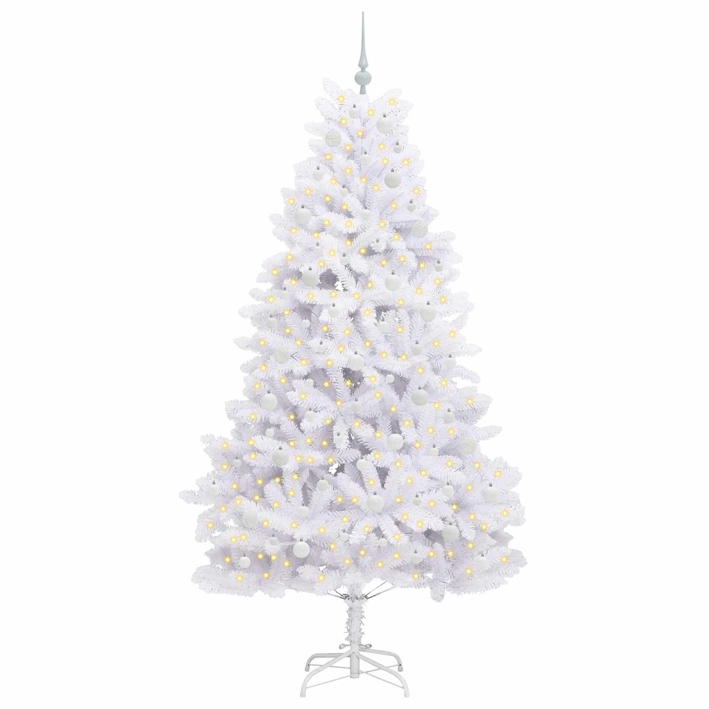 Kunstig sammensatt juletre med 300 LED Hvit 210 cm PVC og stål