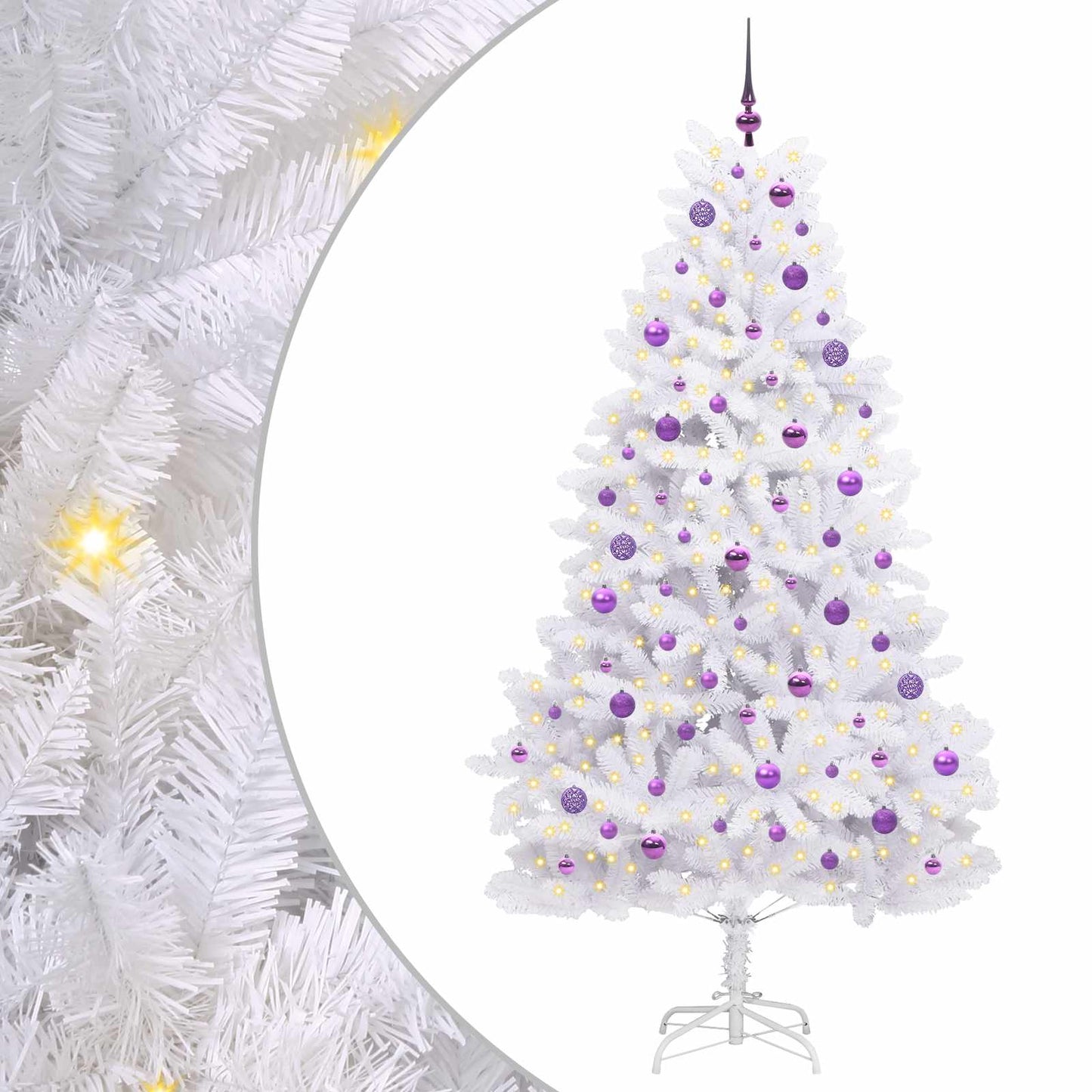 Kunstig sammensatt juletre med 300 LED Hvit 210 cm PVC og stål