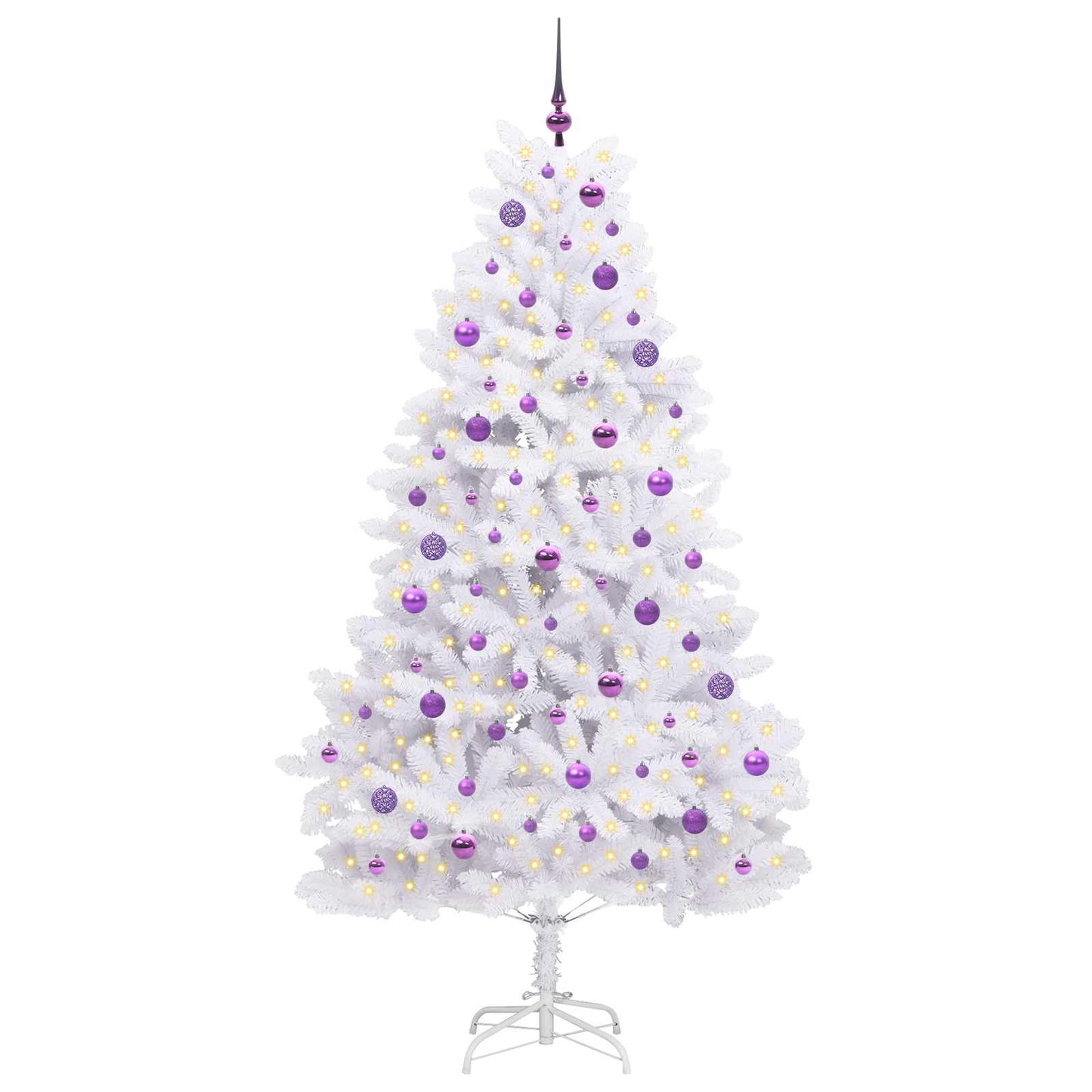 Kunstig sammensatt juletre med 300 LED Hvit 210 cm PVC og stål