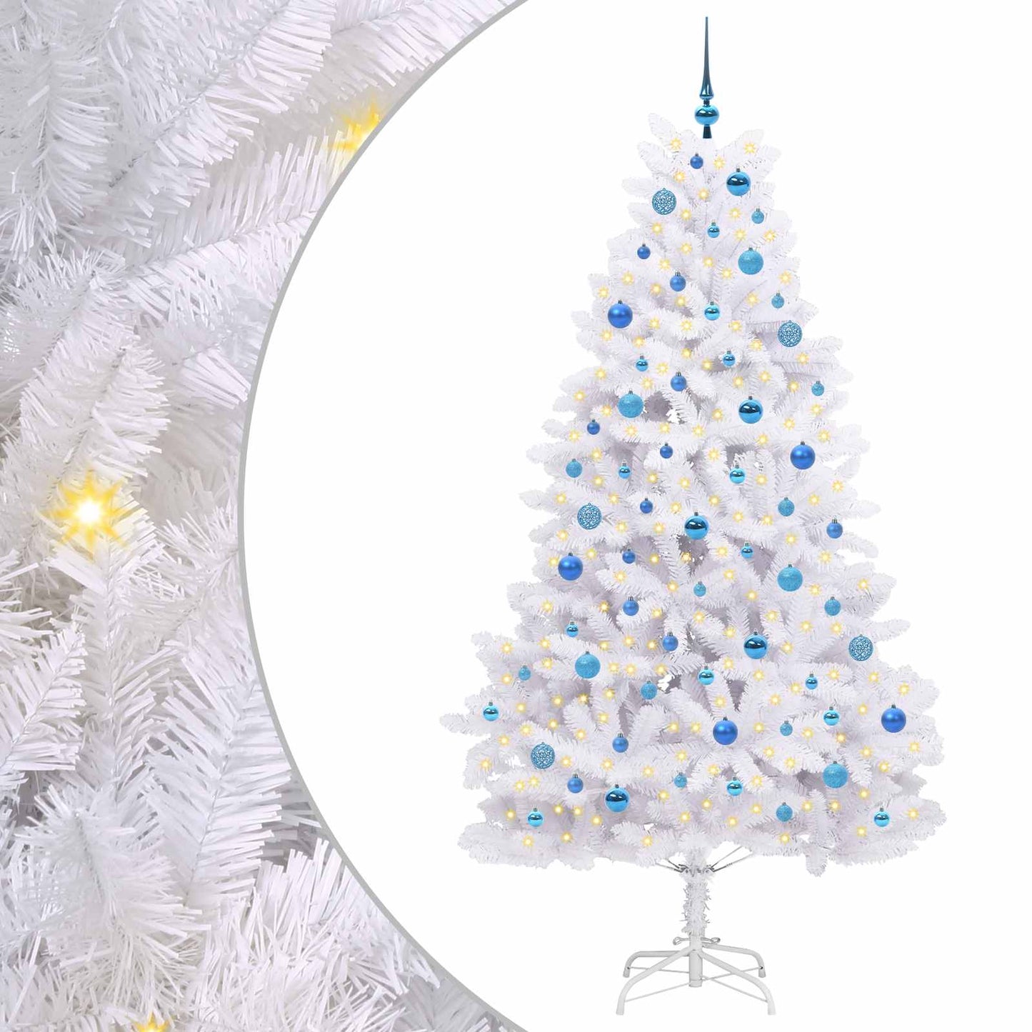 Kunstig sammensatt juletre med 300 LED Hvit 210 cm PVC og stål