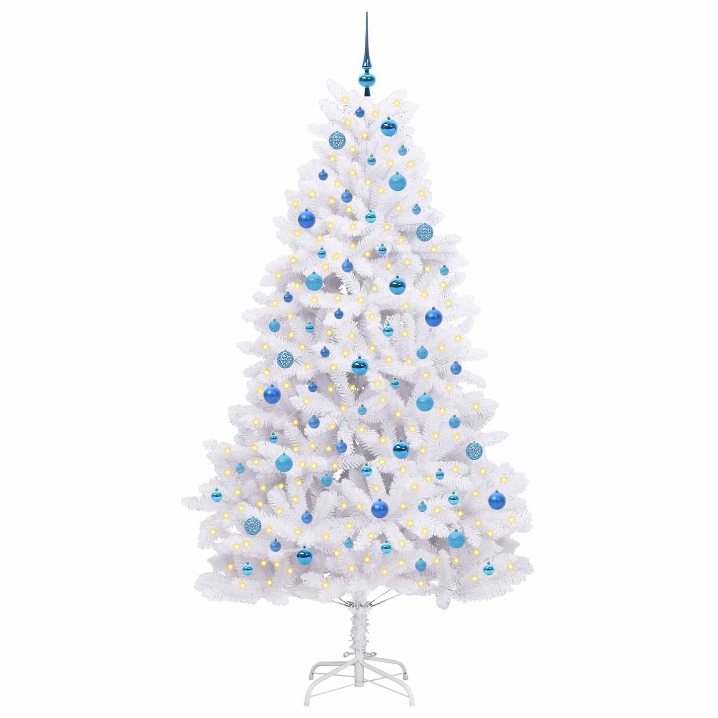 Kunstig sammensatt juletre med 300 LED Hvit 210 cm PVC og stål
