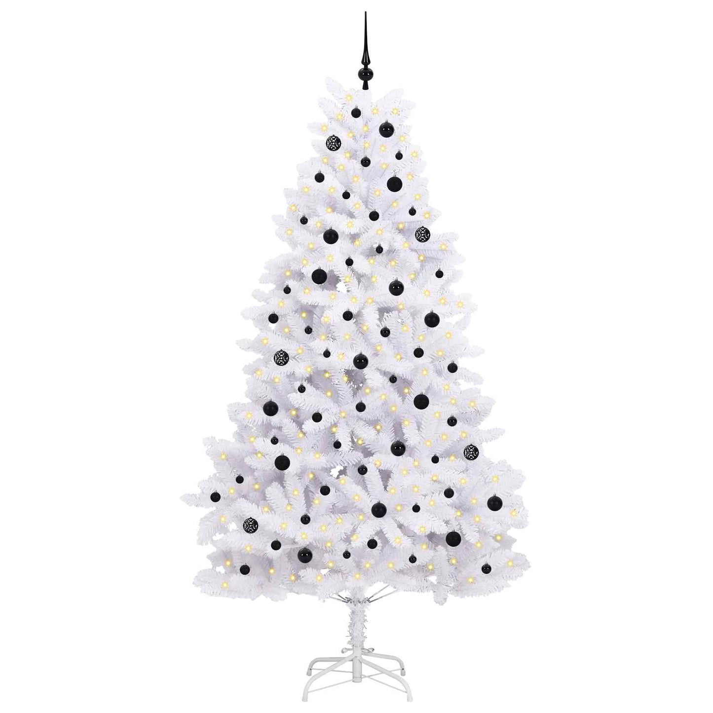Kunstig sammensatt juletre med 300 LED Hvit 240 cm PVC og stål
