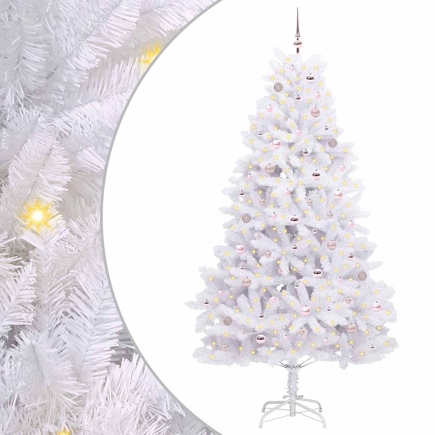 Kunstig sammensatt juletre med 300 LED Hvit 240 cm PVC og stål
