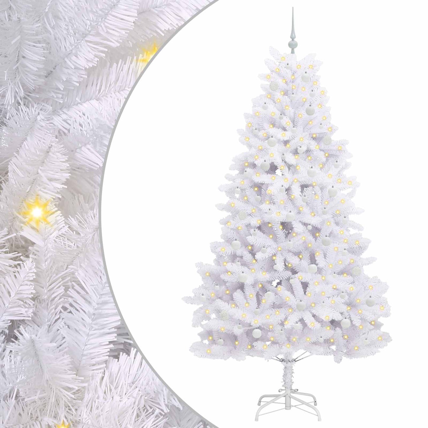 Kunstig sammensatt juletre med 300 LED Hvit 240 cm PVC og stål