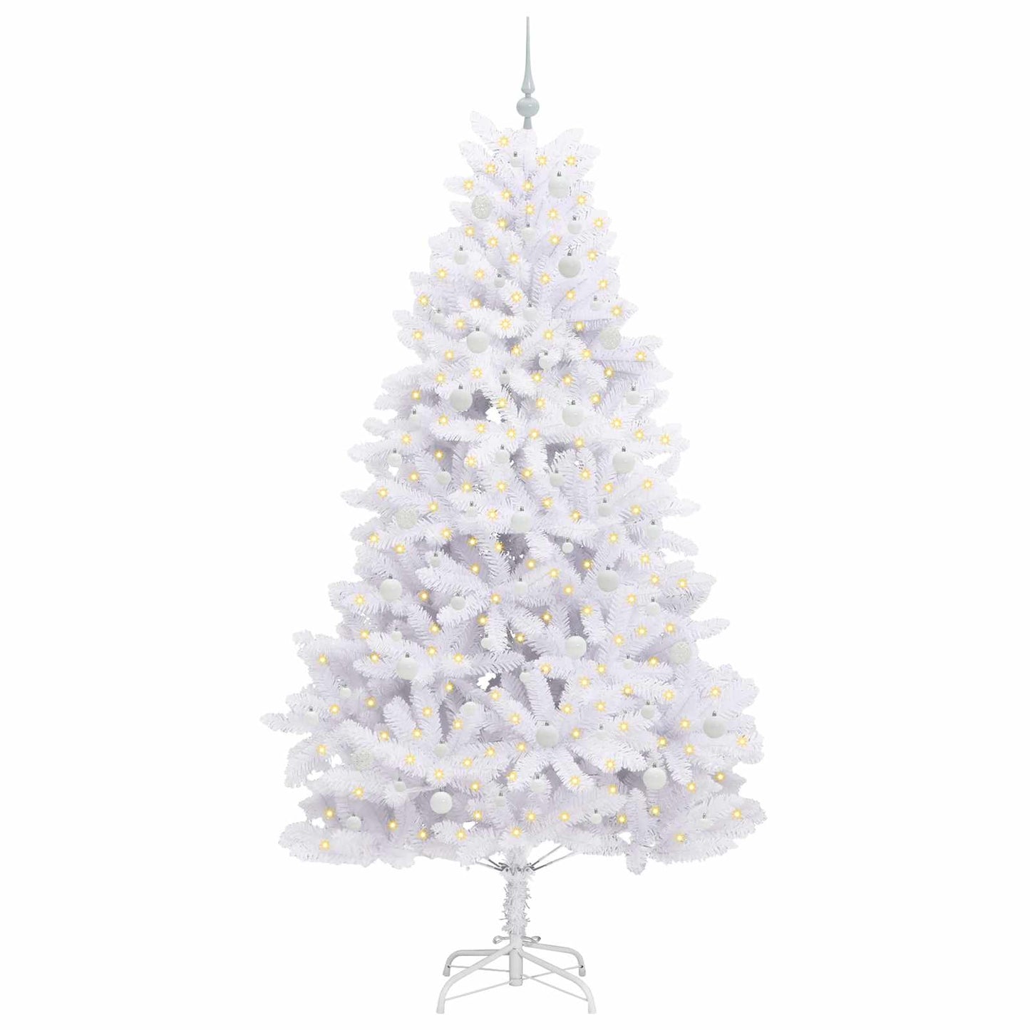 Kunstig sammensatt juletre med 300 LED Hvit 240 cm PVC og stål