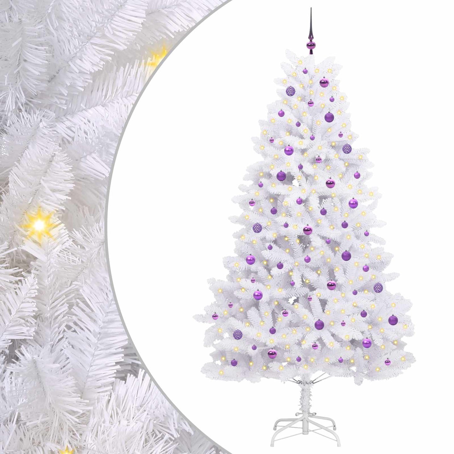 Kunstig sammensatt juletre med 300 LED Hvit 240 cm PVC og stål