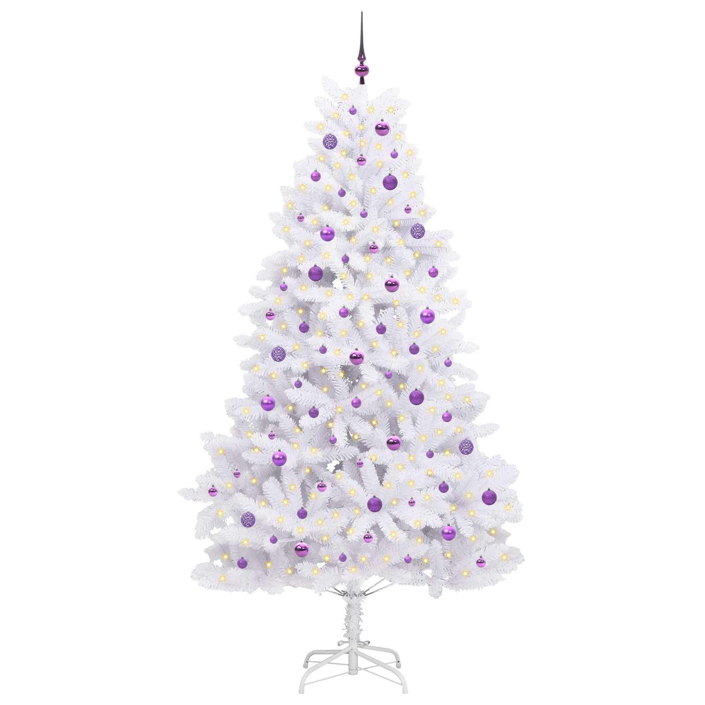 Kunstig sammensatt juletre med 300 LED Hvit 240 cm PVC og stål