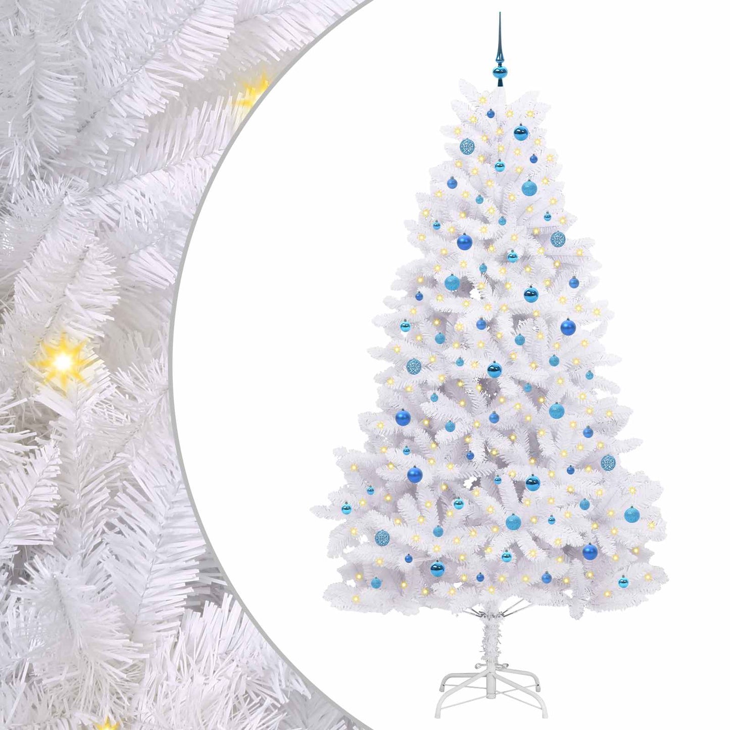 Kunstig sammensatt juletre med 300 LED Hvit 240 cm PVC og stål