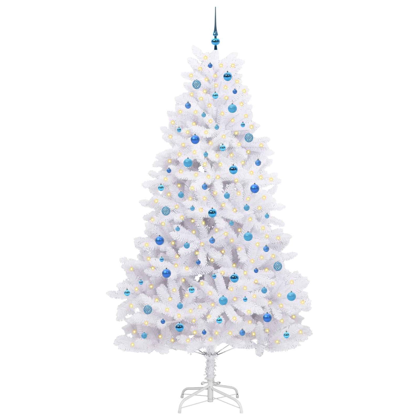 Kunstig sammensatt juletre med 300 LED Hvit 240 cm PVC og stål