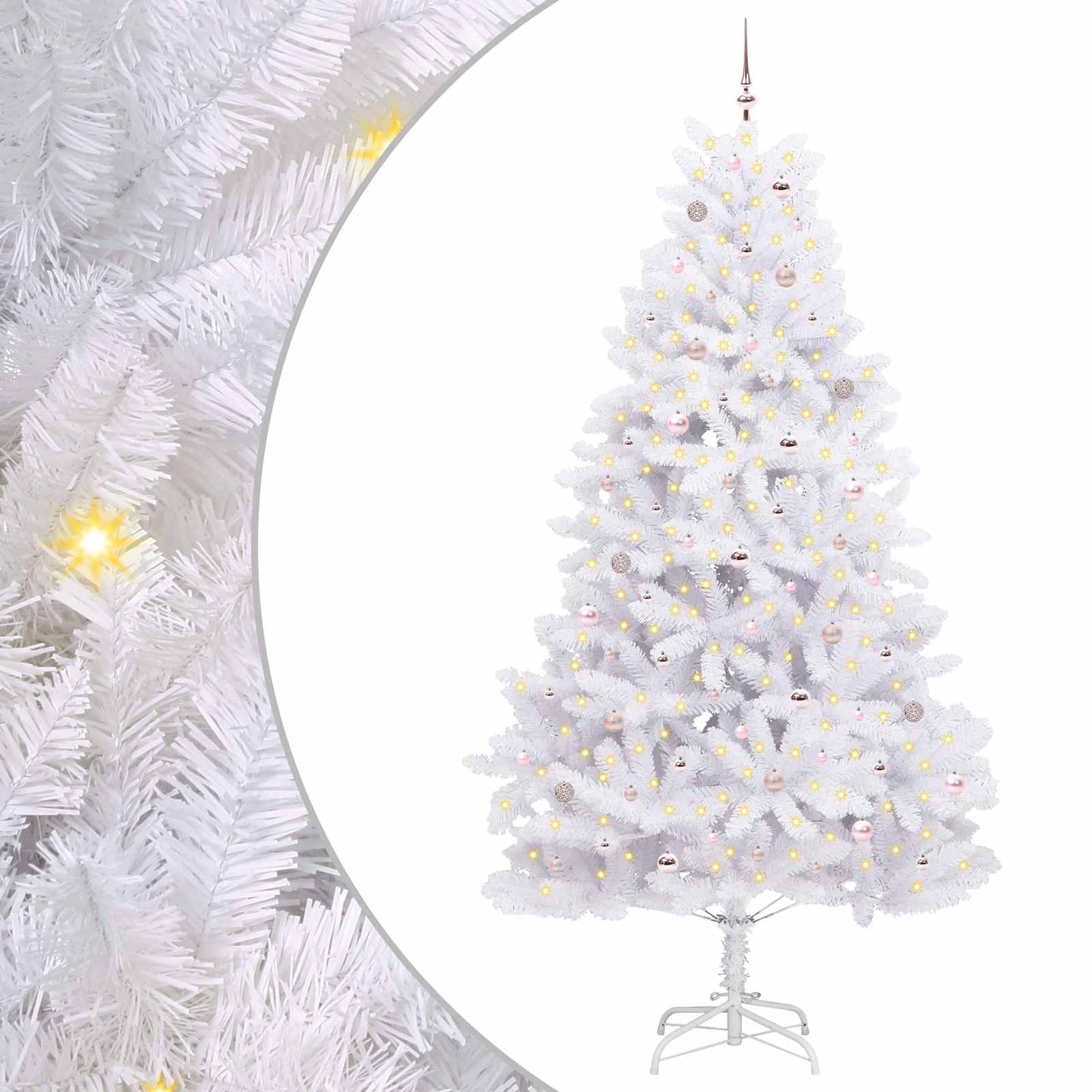 Kunstig sammensatt juletre med 300 LED Hvit 270 cm PVC og stål
