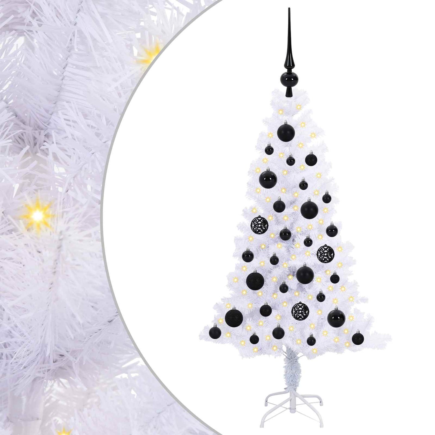 Kunstig juletre med 150 LED med stativ Hvit 120 cm PVC og Stål