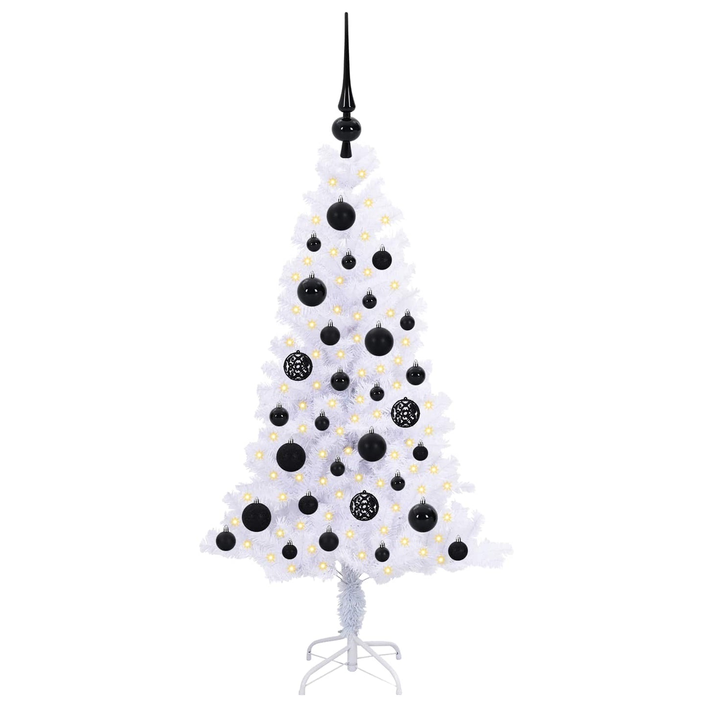 Kunstig juletre med 150 LED med stativ Hvit 120 cm PVC og Stål