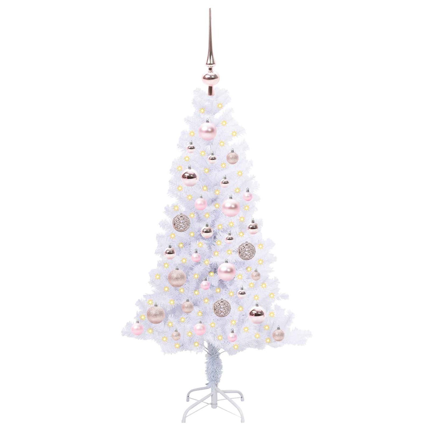 Kunstig juletre med 150 LED med stativ Hvit 120 cm PVC og Stål