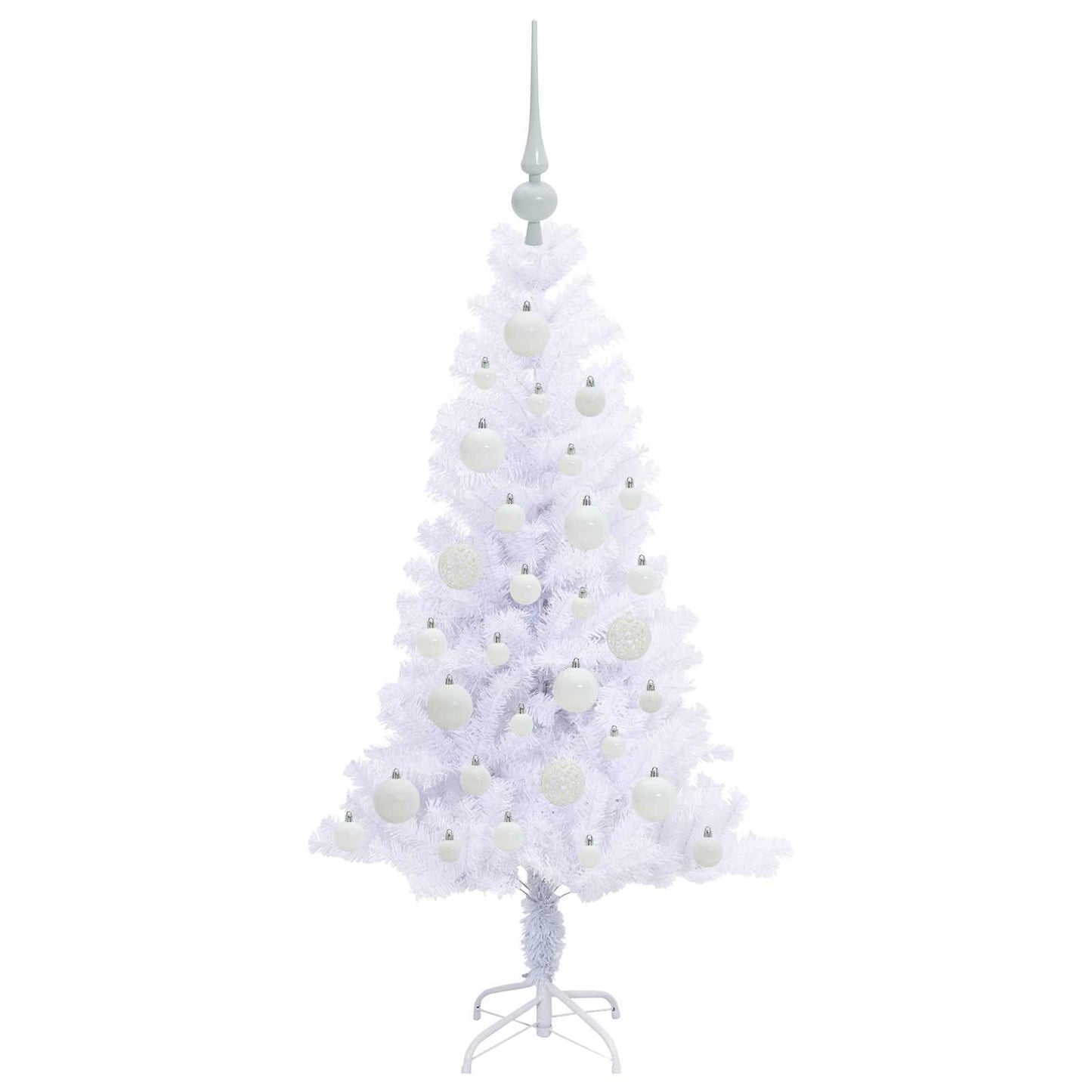 Kunstig juletre med 150 LED med stativ Hvit 120 cm PVC og Stål