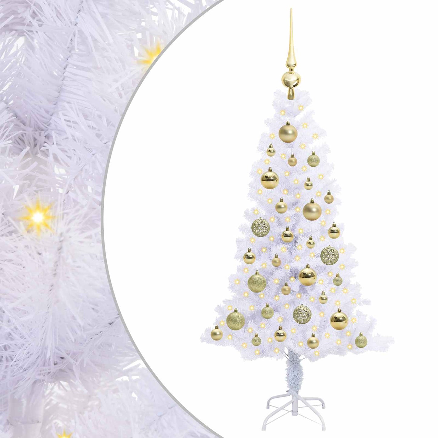 Kunstig juletre med 150 LED med stativ Hvit 120 cm PVC og Stål