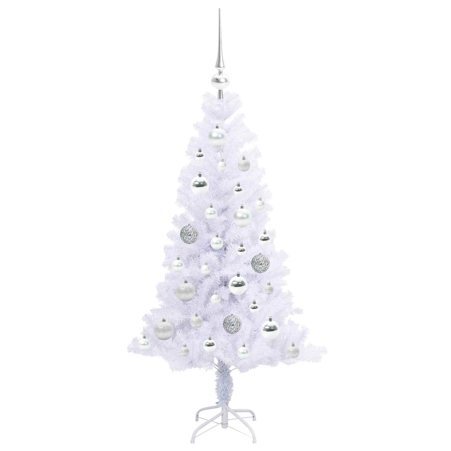 Kunstig juletre med 150 LED med stativ Hvit 120 cm PVC og Stål