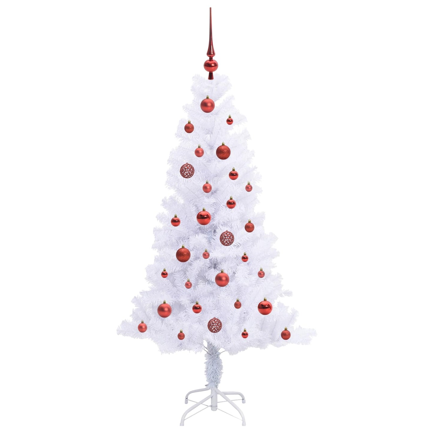Kunstig juletre med 150 LED med stativ Hvit 150 cm PVC og Stål