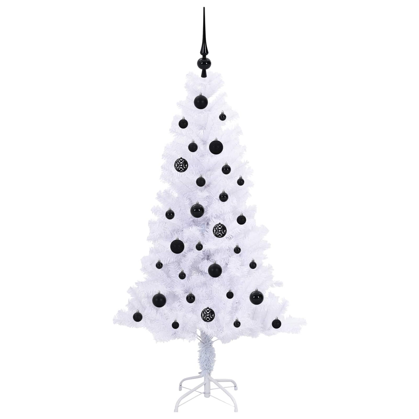 Kunstig juletre med 150 LED med stativ Hvit 150 cm PVC og Stål