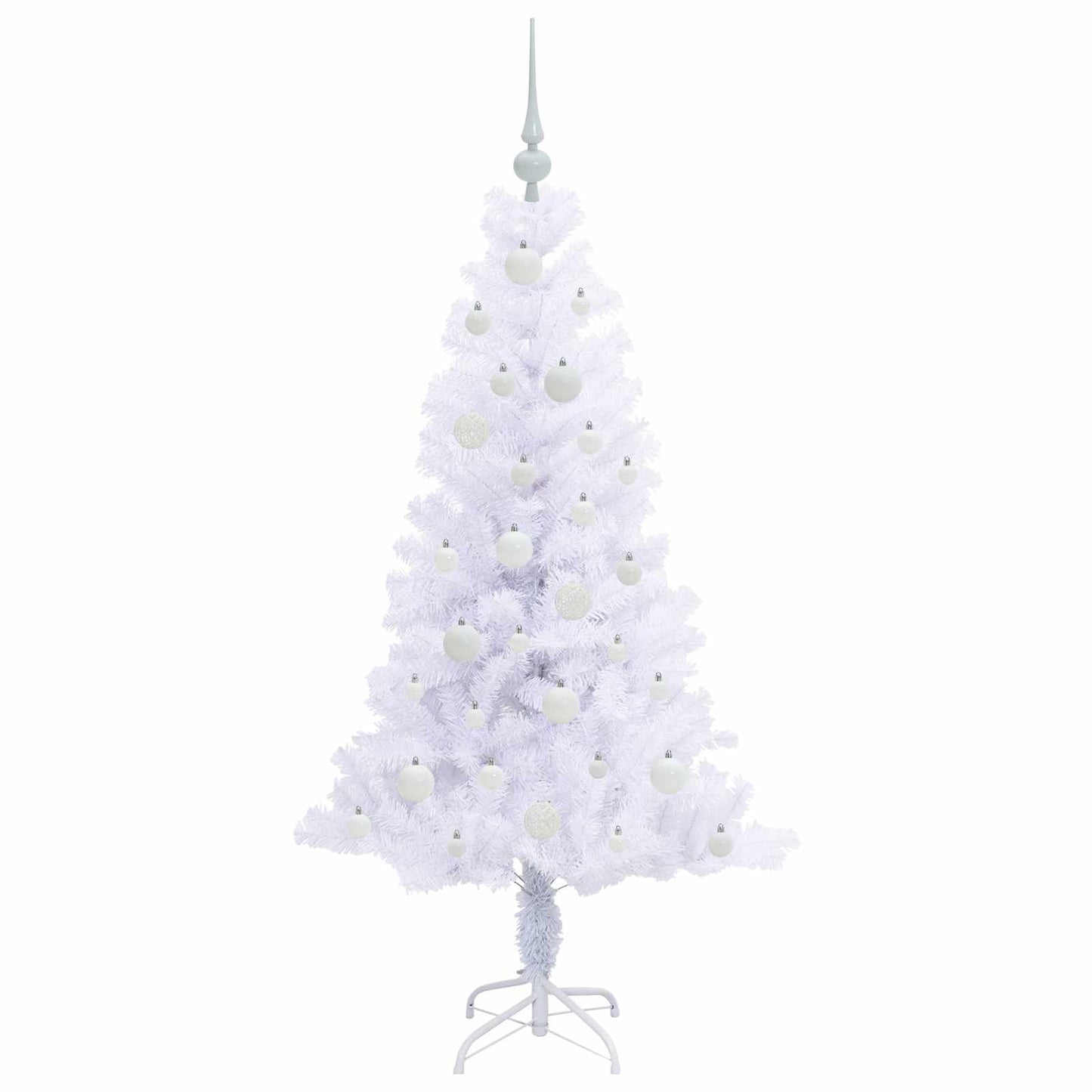 Kunstig juletre med 150 LED med stativ Hvit 150 cm PVC og Stål
