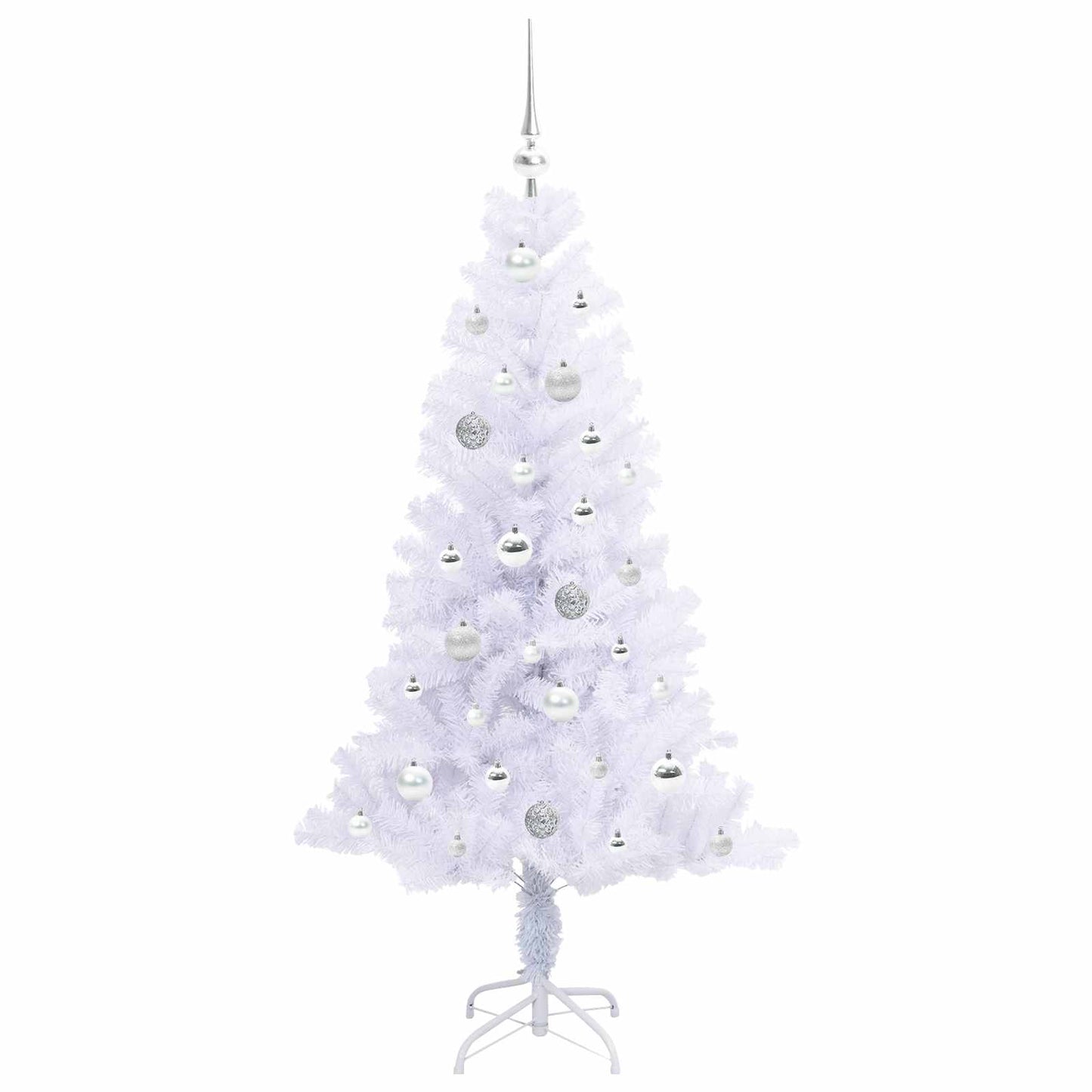 Kunstig juletre med 150 LED med stativ Hvit 150 cm PVC og Stål