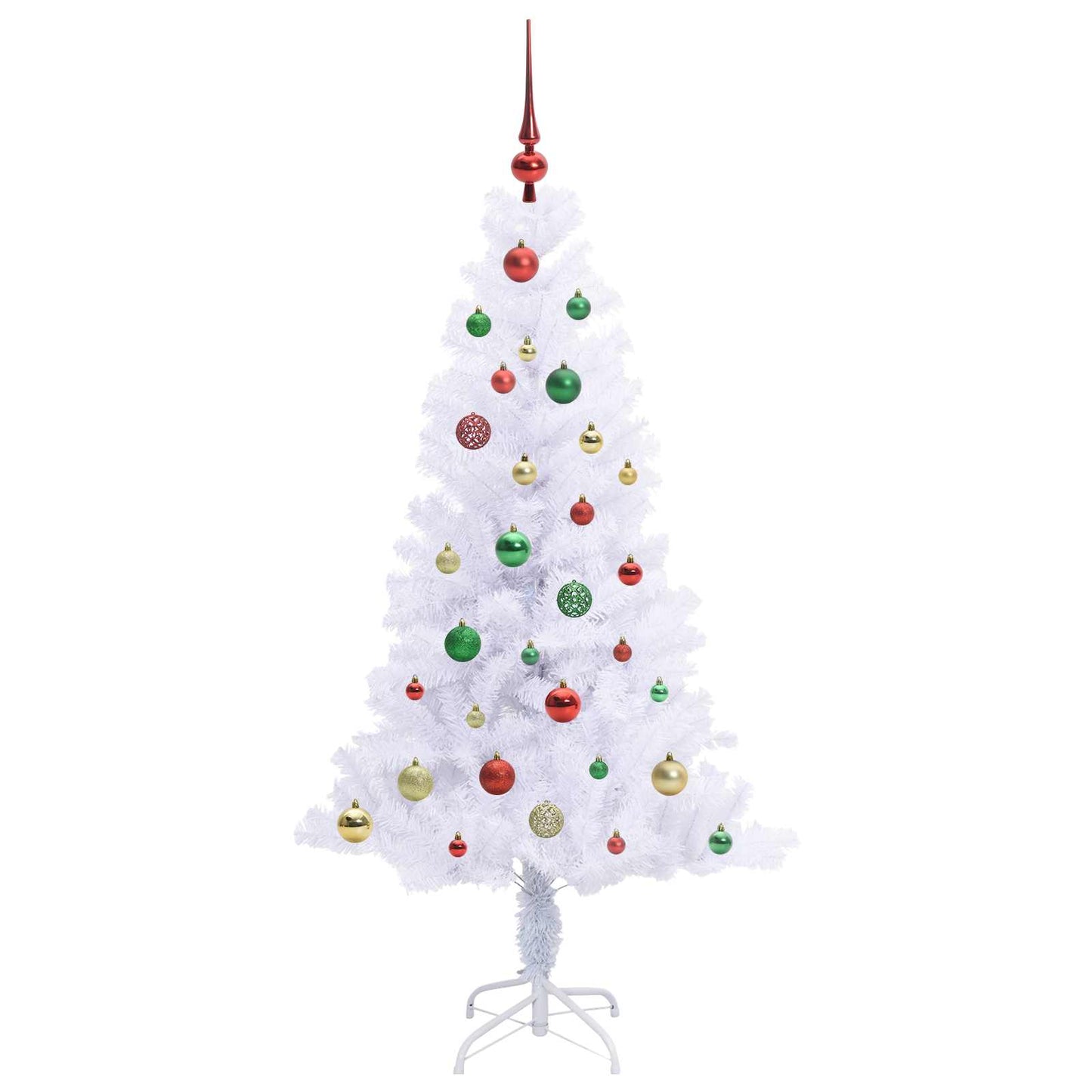 Kunstig juletre med 150 LED med stativ Hvit 150 cm PVC og Stål
