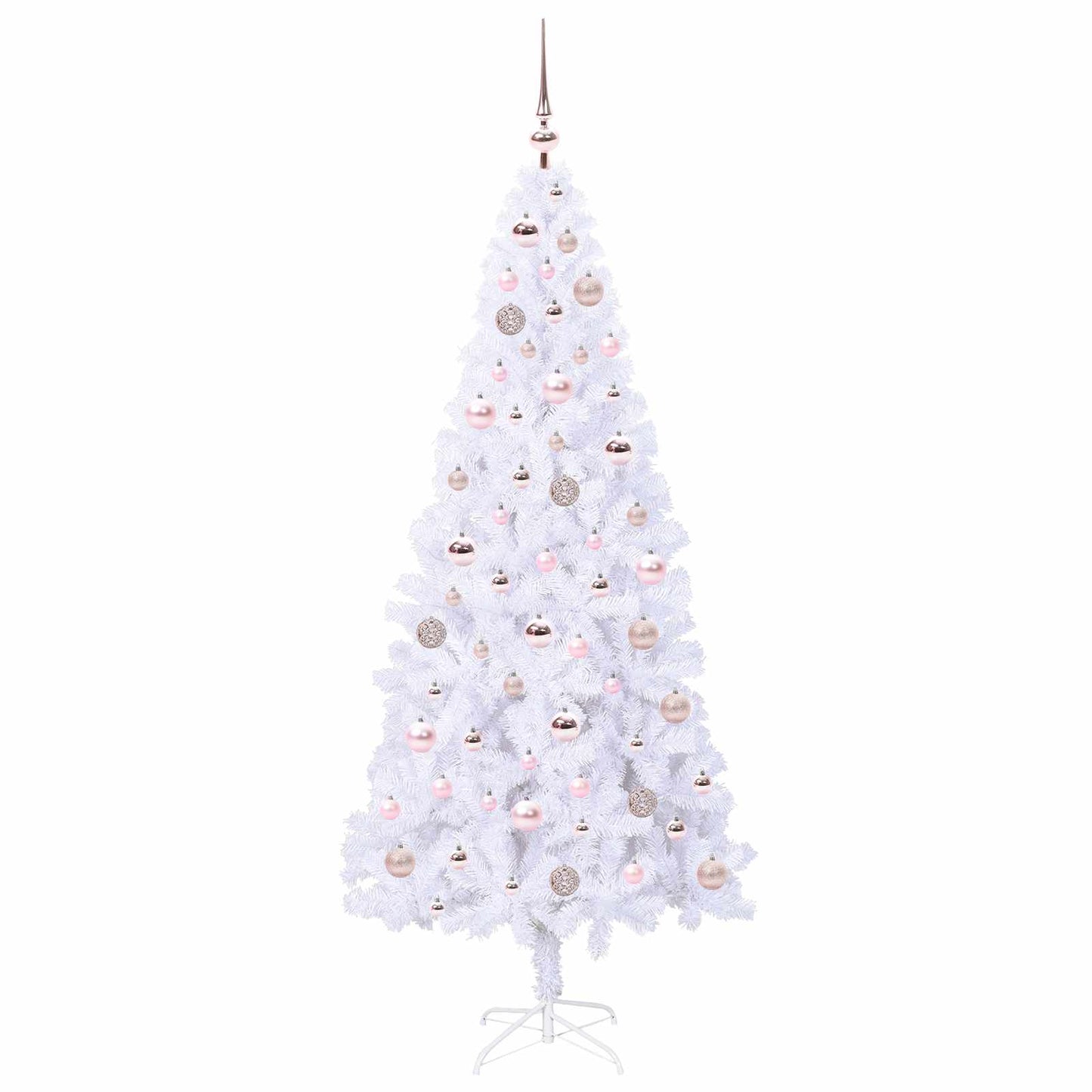 Kunstig juletre med 300 LED med stativ Hvit 180 cm PVC og stål