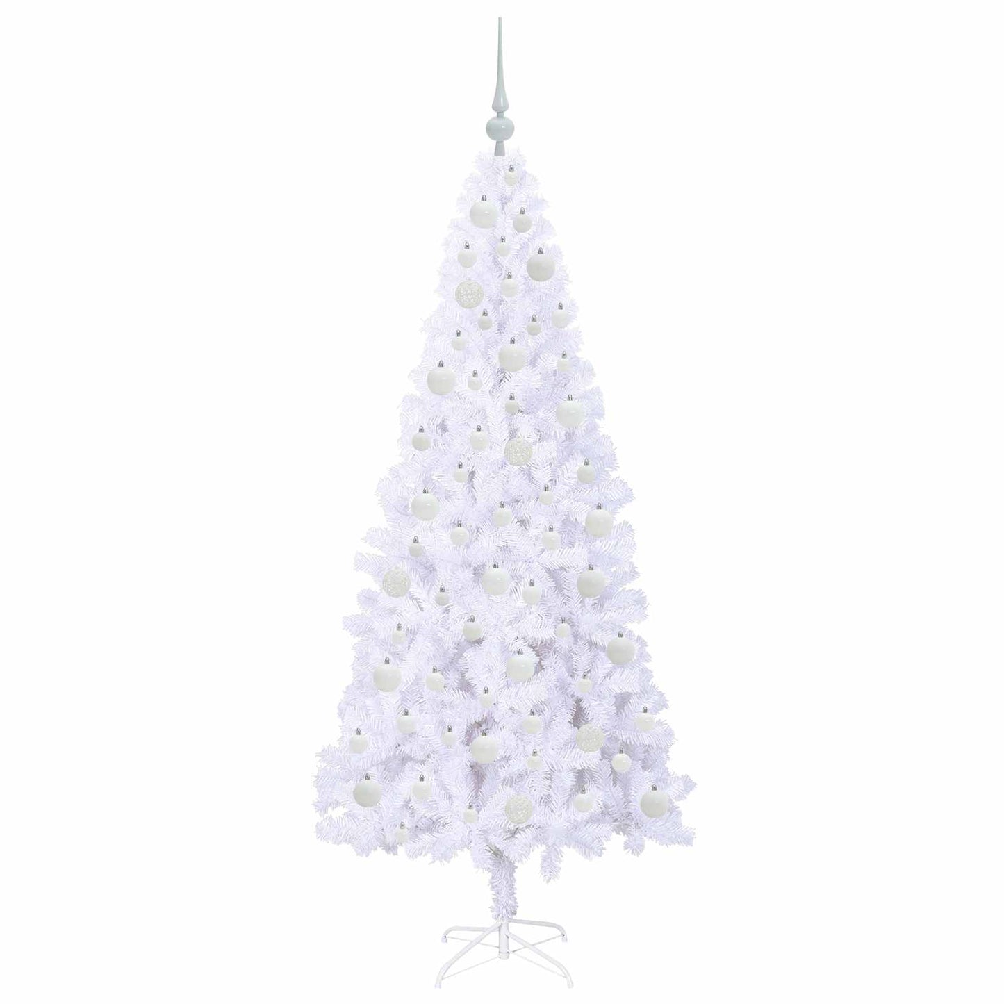 Kunstig juletre med 300 LED med stativ Hvit 180 cm PVC og stål