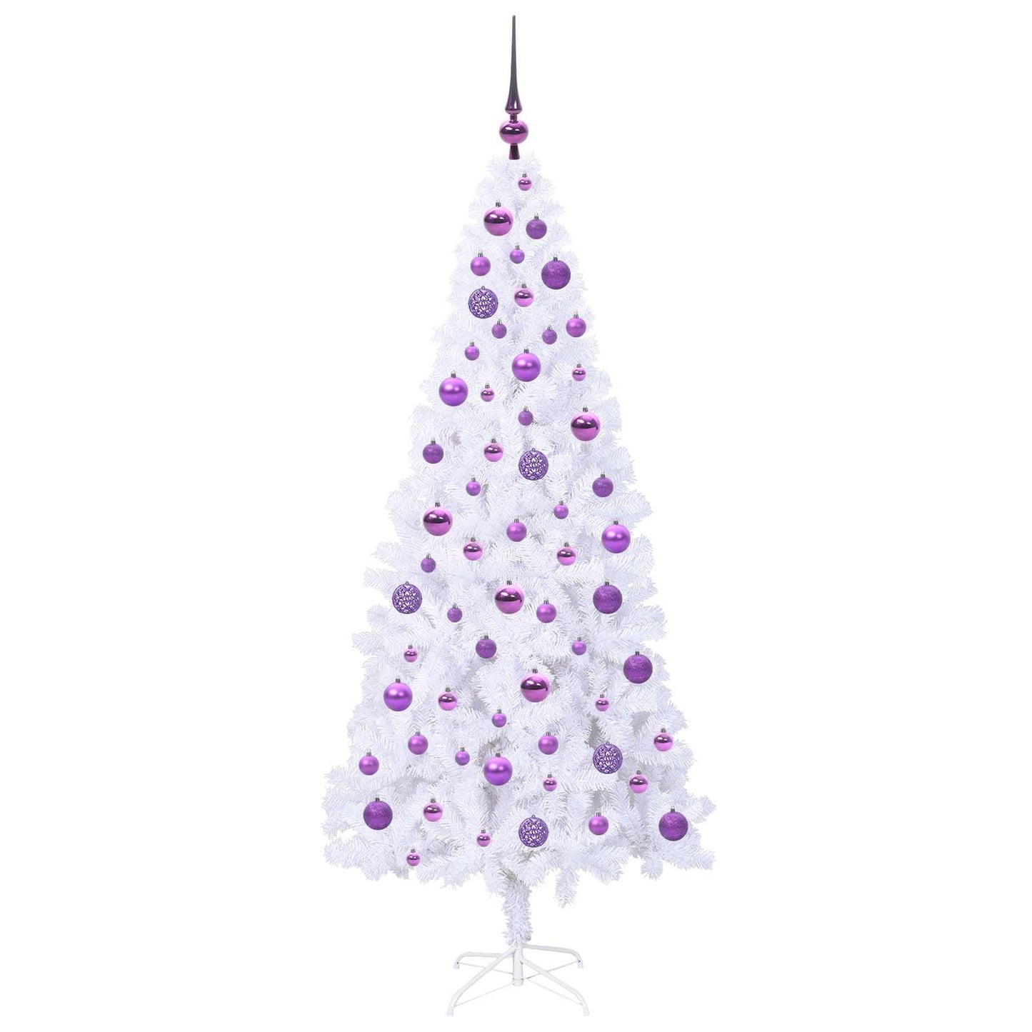 Kunstig juletre med 300 LED med stativ Hvit 180 cm PVC og stål