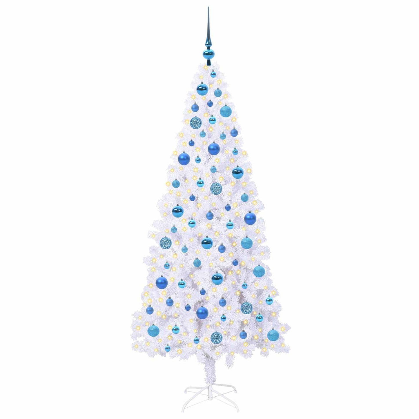 Kunstig juletre med 300 LED med stativ Hvit 180 cm PVC og stål