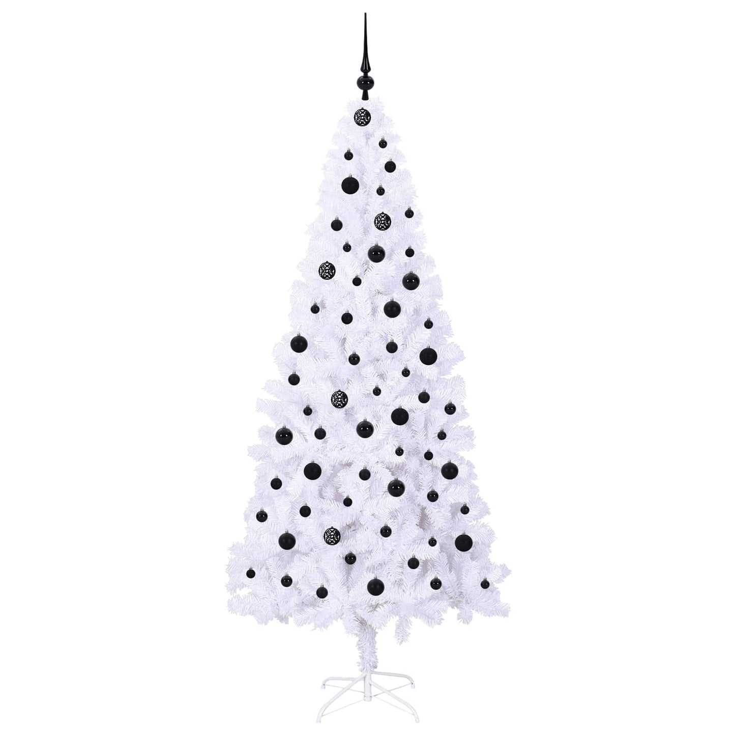 Kunstig juletre med 300 LED med stativ Hvit 210 cm PVC og stål