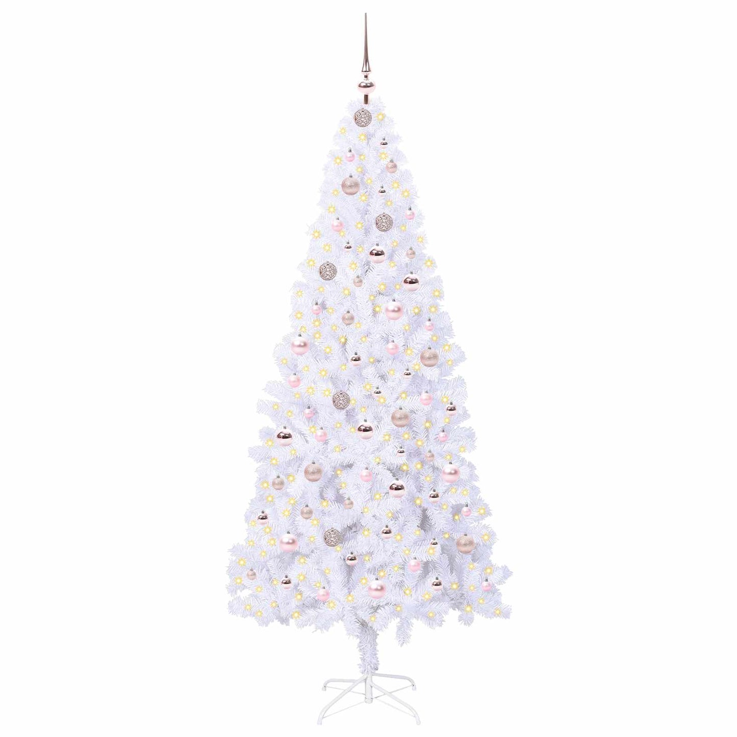 Kunstig juletre med 300 LED med stativ Hvit 210 cm PVC og stål