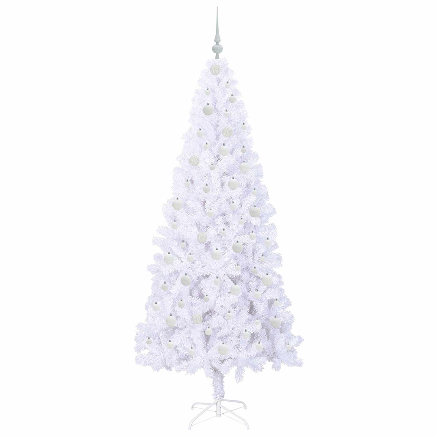 Kunstig juletre med 300 LED med stativ Hvit 210 cm PVC og stål