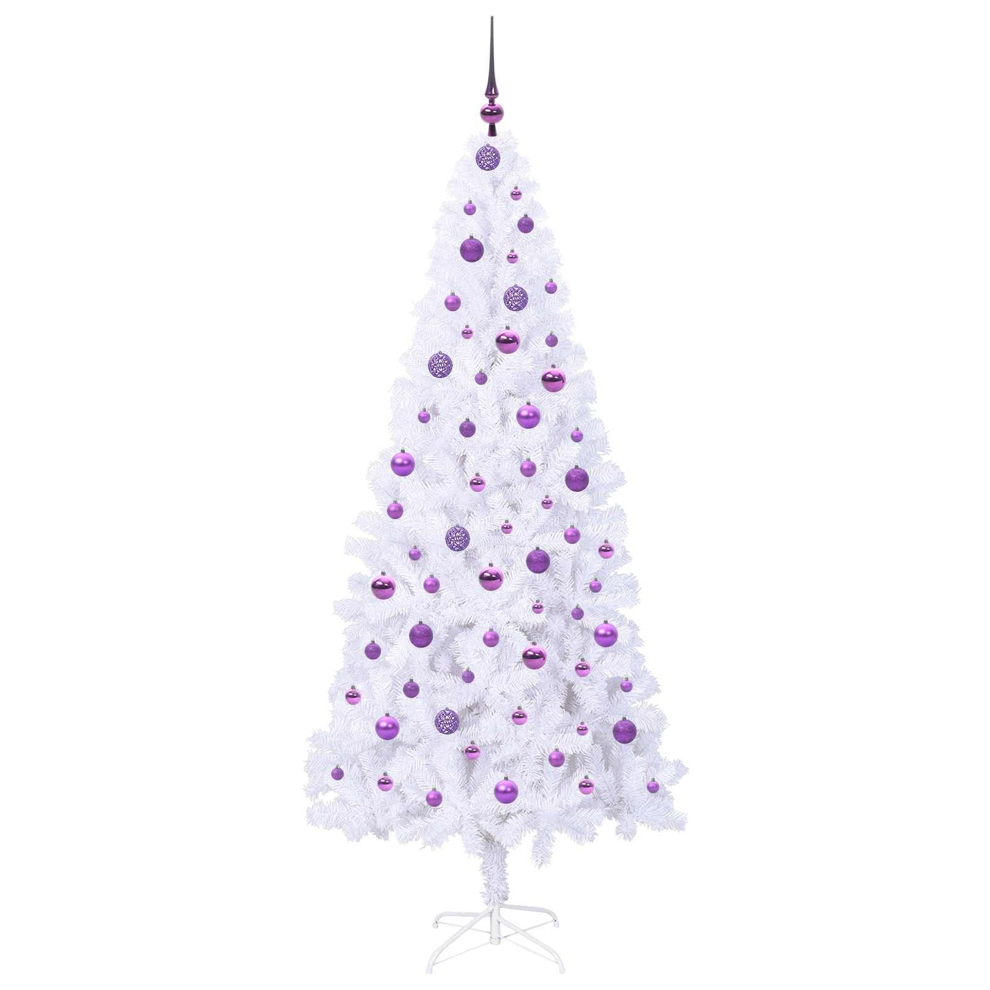 Kunstig juletre med 300 LED med stativ Hvit 210 cm PVC og stål