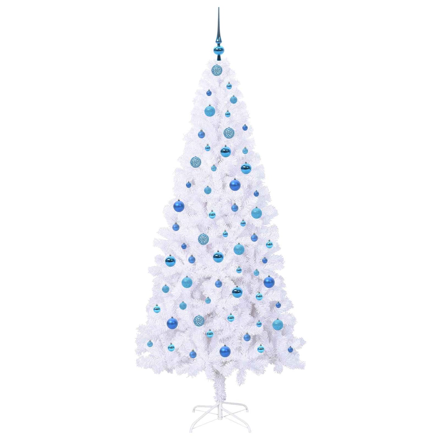 Kunstig juletre med 300 LED med stativ Hvit 210 cm PVC og stål