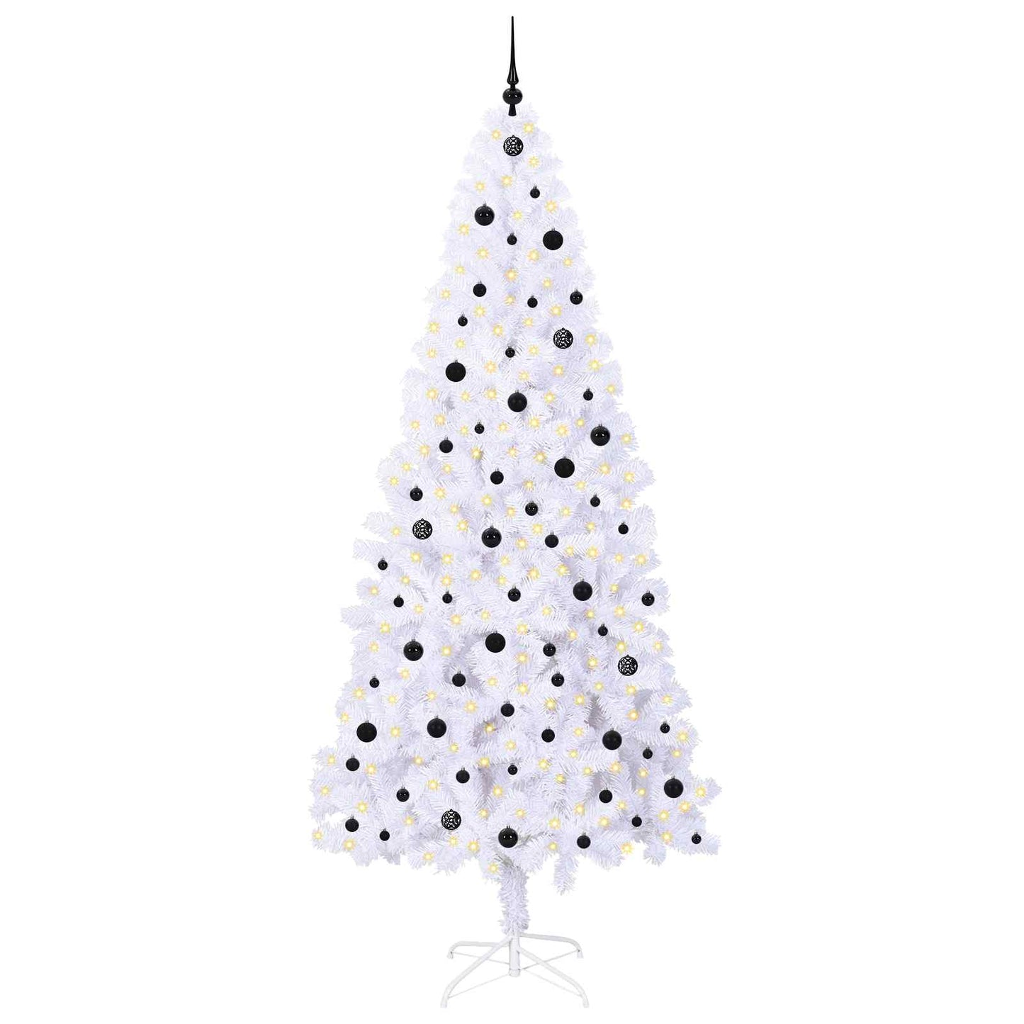 Kunstig juletre med 300 LED med stativ Hvit 240 cm PVC og stål
