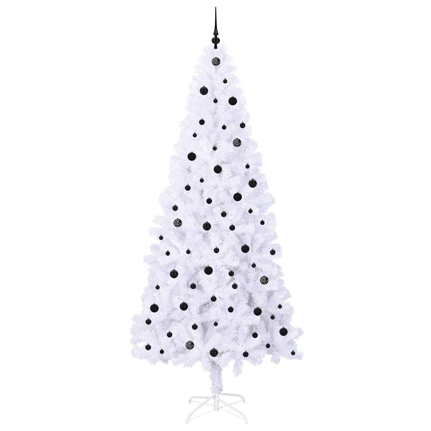 Kunstig juletre med 300 LED med stativ Hvit 240 cm PVC og stål
