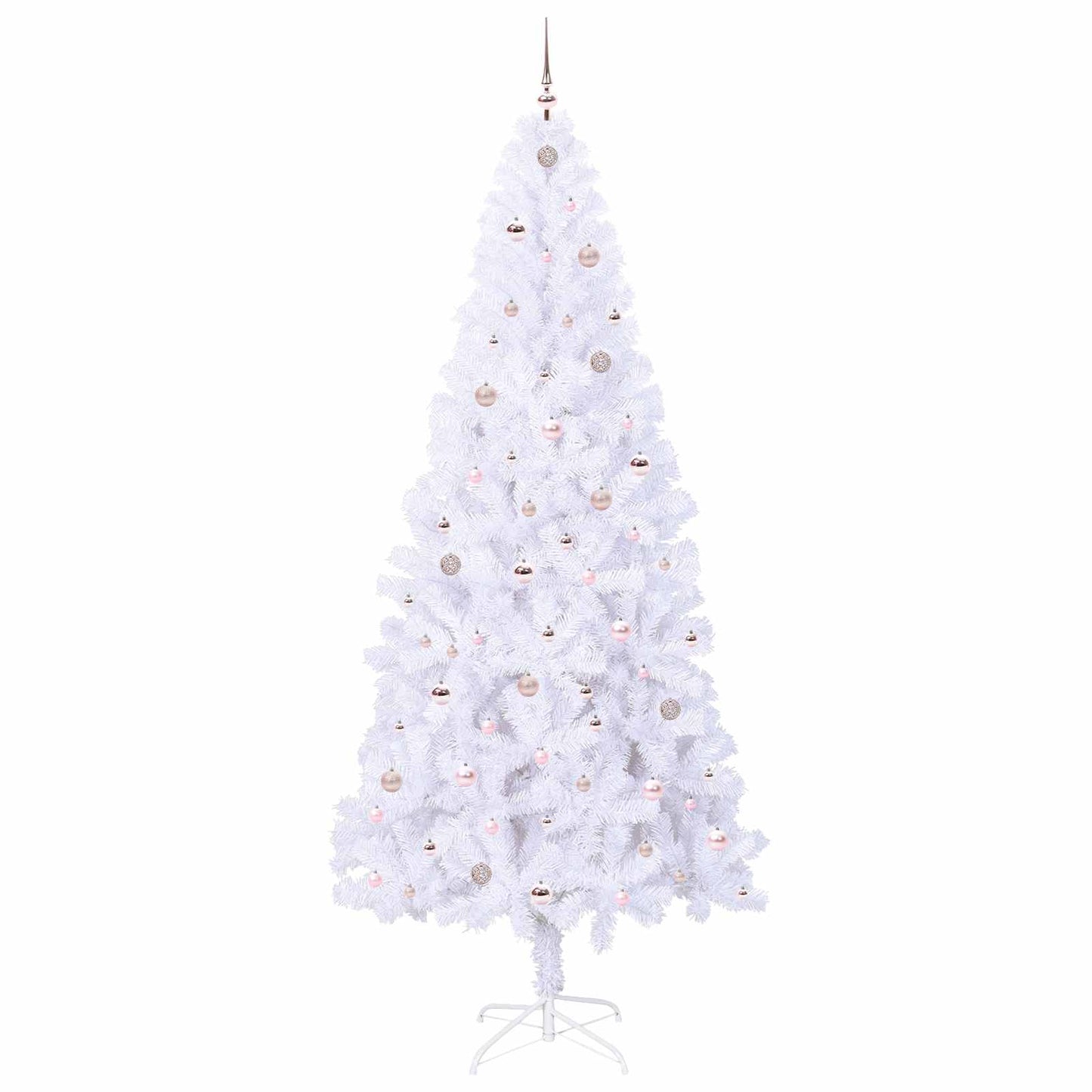 Kunstig juletre med 300 LED med stativ Hvit 240 cm PVC og stål