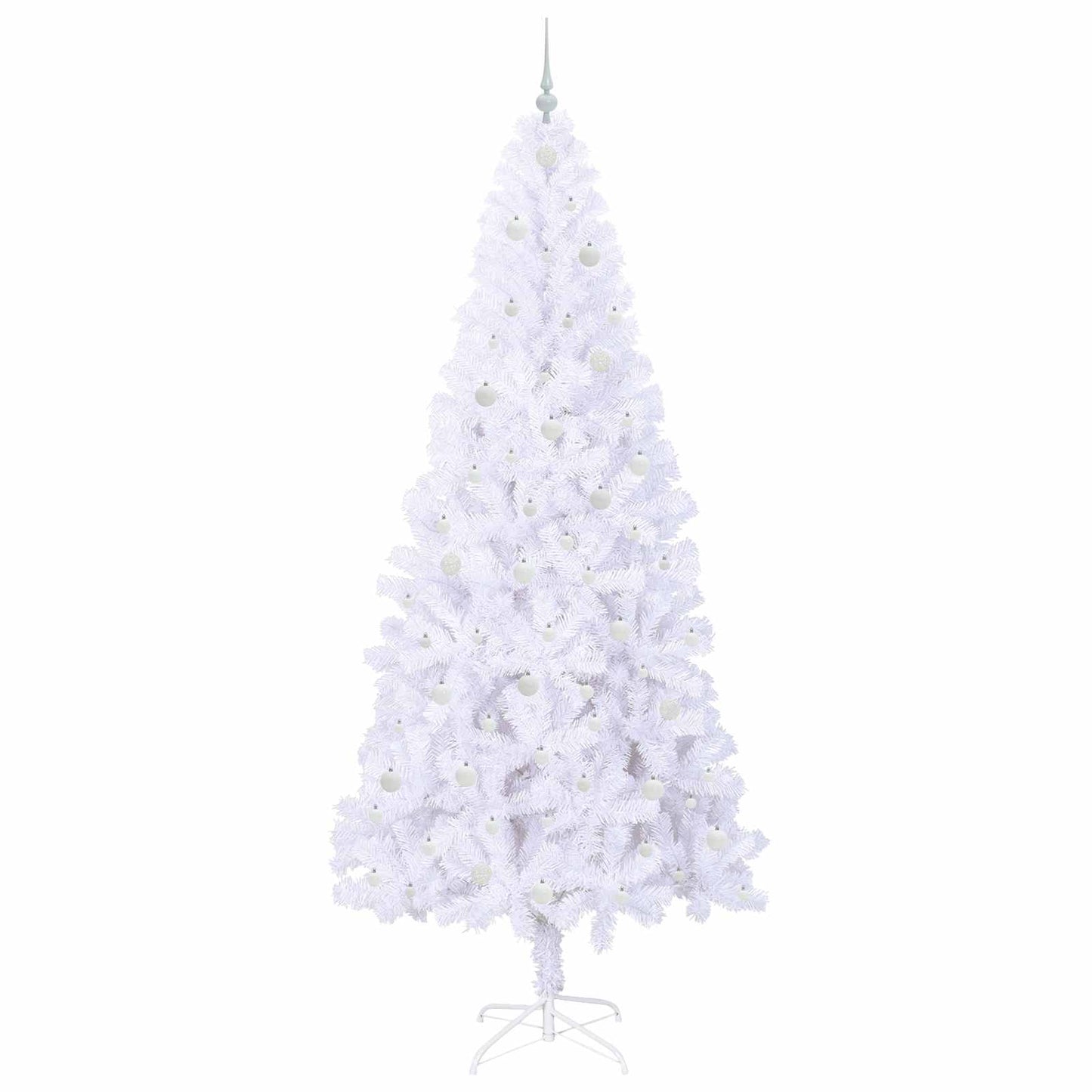 Kunstig juletre med 300 LED med stativ Hvit 240 cm PVC og stål