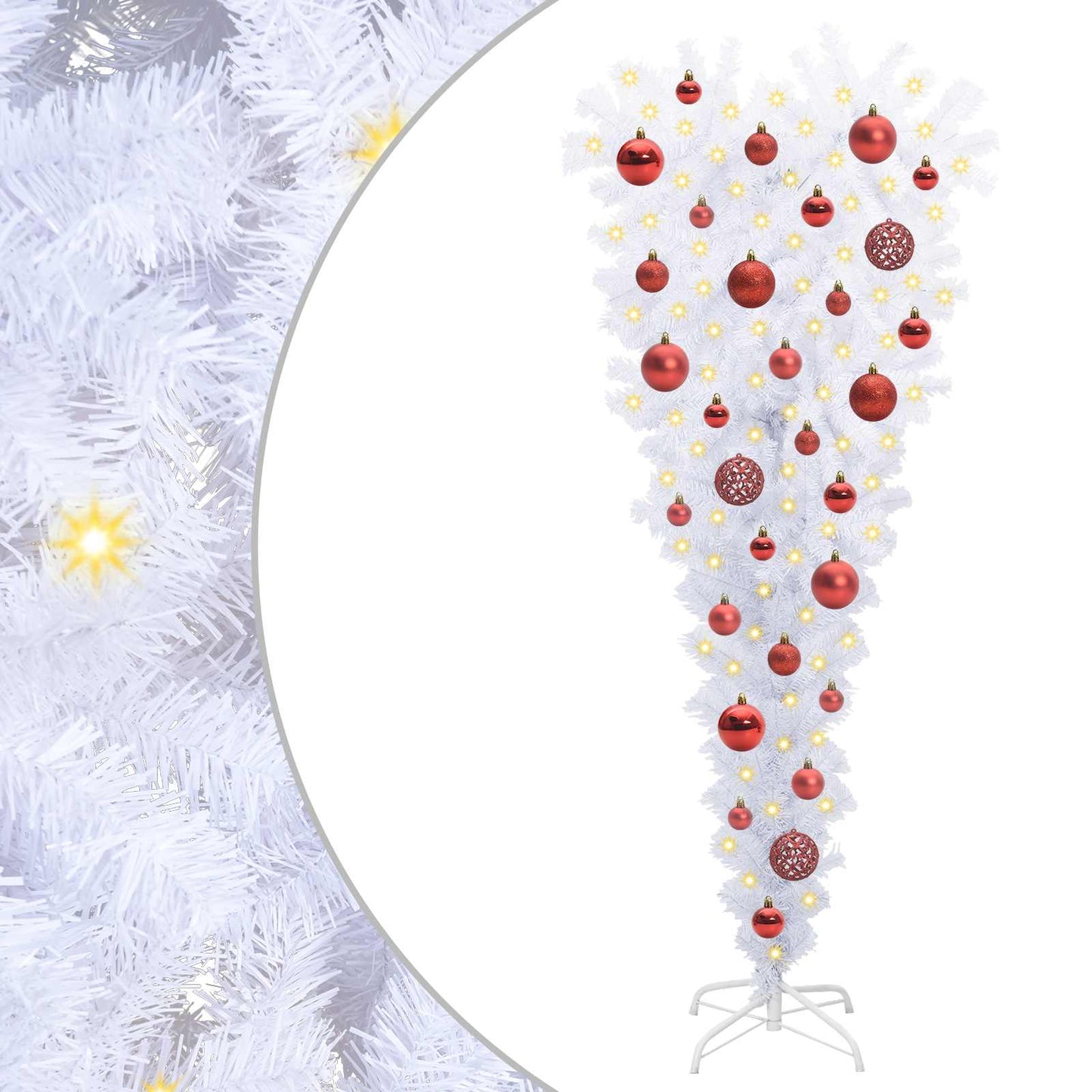 Kunstig juletre med 150 LED med stativ Hvit 120 cm PVC og Stål