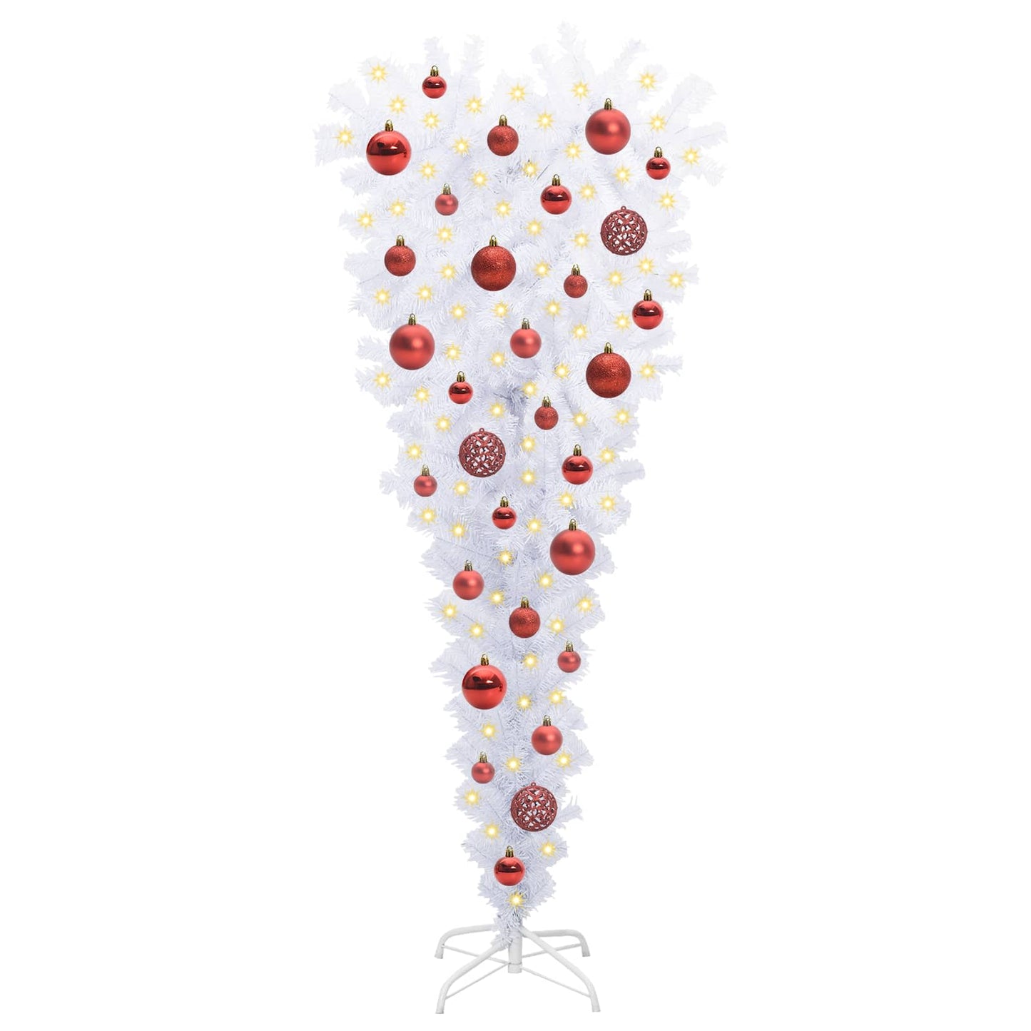 Kunstig juletre med 150 LED med stativ Hvit 120 cm PVC og Stål