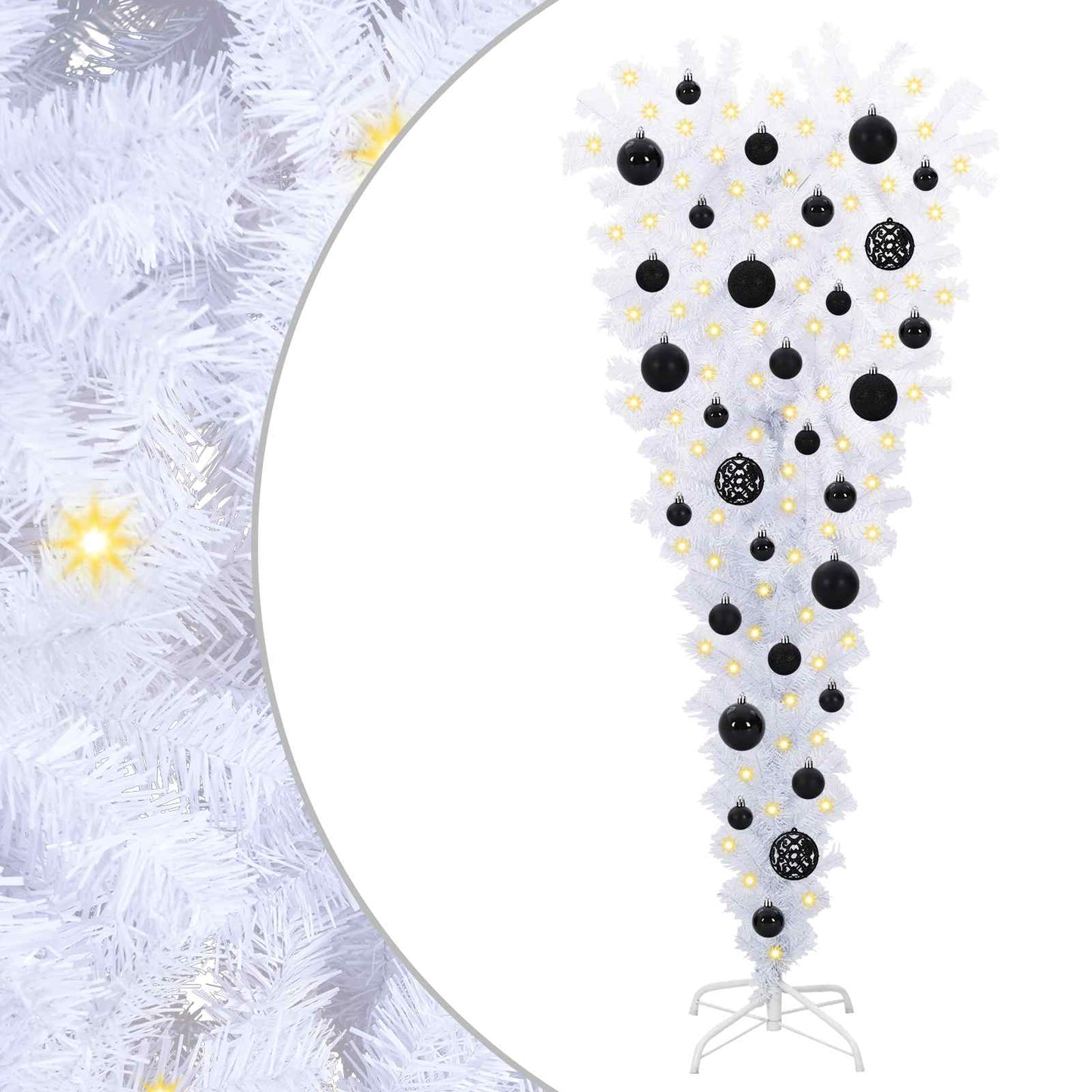 Kunstig juletre med 150 LED med stativ Hvit 120 cm PVC og Stål