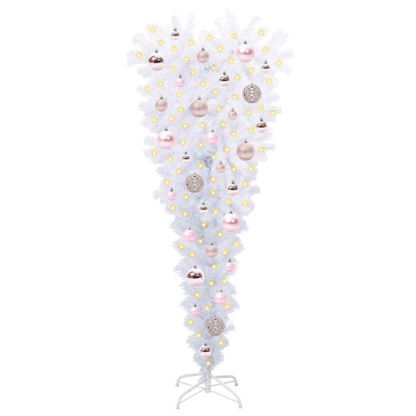 Kunstig juletre med 150 LED med stativ Hvit 120 cm PVC og Stål
