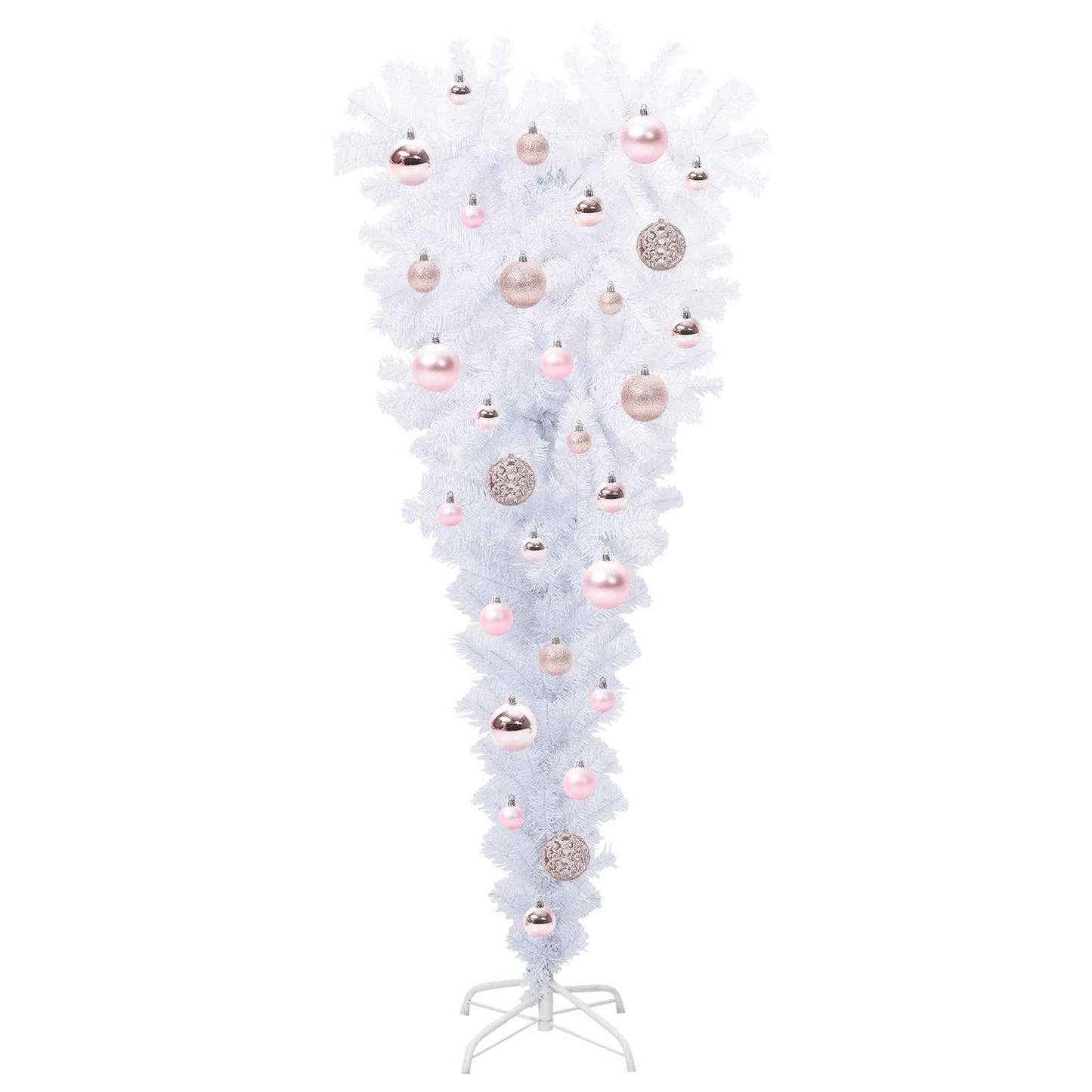Kunstig juletre med 150 LED med stativ Hvit 120 cm PVC og Stål