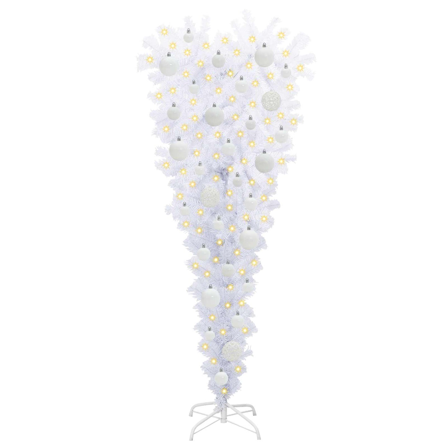 Kunstig juletre med 150 LED med stativ Hvit 120 cm PVC og Stål