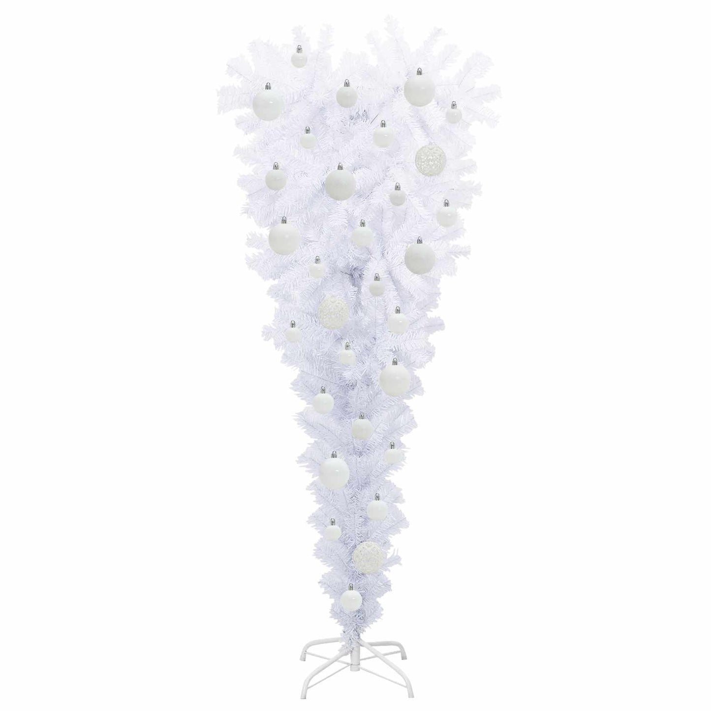 Kunstig juletre med 150 LED med stativ Hvit 120 cm PVC og Stål