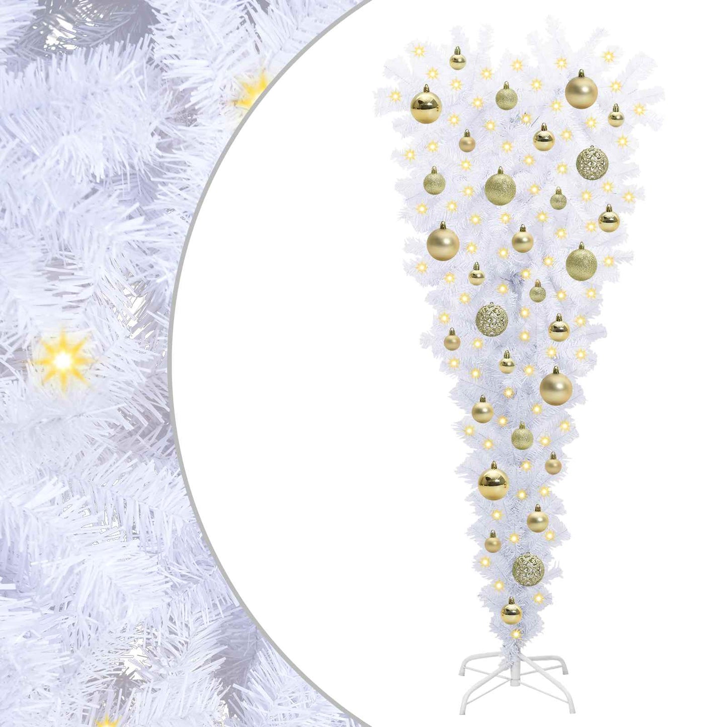 Kunstig juletre med 150 LED med stativ Hvit 120 cm PVC og Stål